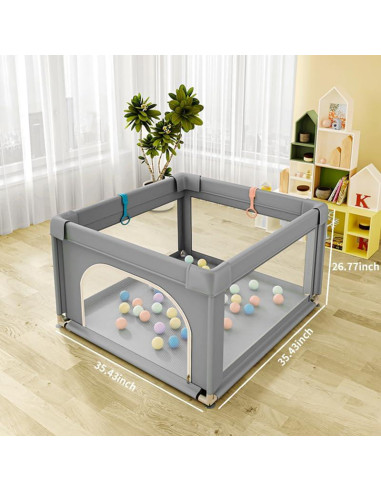 Parque Infantil 91.44 cm Gris - Valla Segura para Bebés