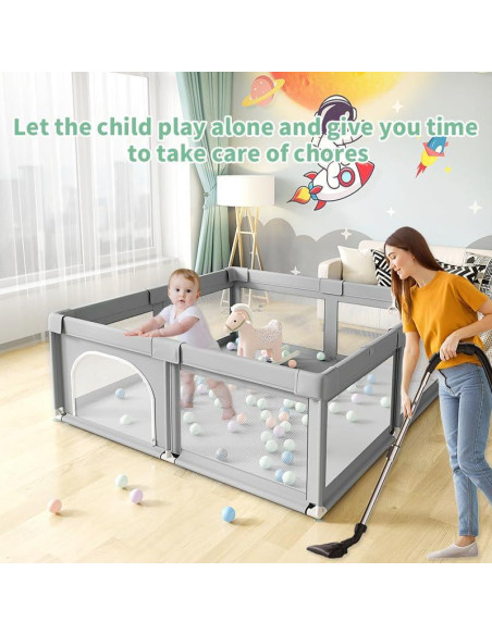 Parque Infantil 91.44 cm Gris - Valla Segura para Bebés