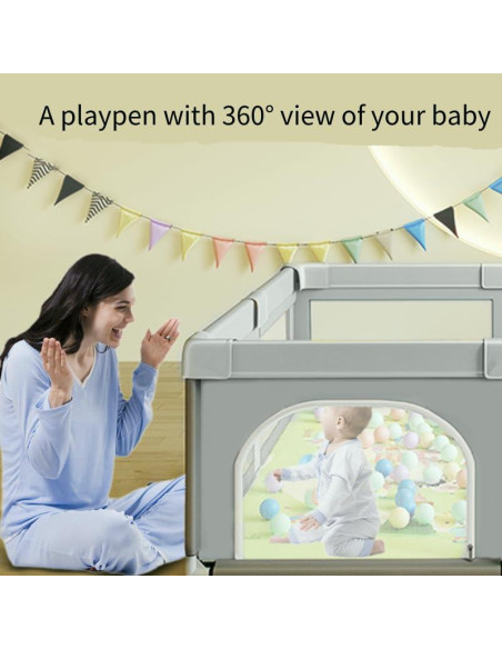 Parque Infantil 91.44 cm Gris - Valla Segura para Bebés