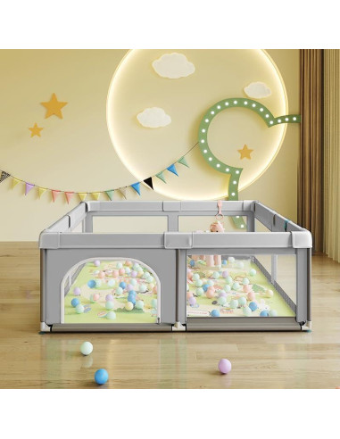 Parque Infantil 91.44 cm Gris - Valla Segura para Bebés