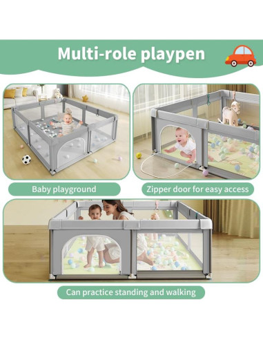 Parque Infantil 91.44 cm Gris - Valla Segura para Bebés