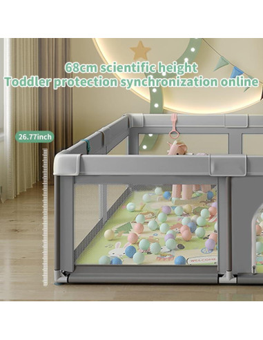 Parque Infantil 91.44 cm Gris - Valla Segura para Bebés