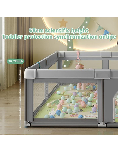 Parque Infantil 91.44 cm Gris - Valla Segura para Bebés