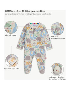 Pijama de Pie Magnético Bebé Magnetic Me 100% Algodón Orgánico 3-6M 2