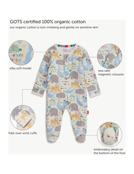 Pijama de Pie Magnético Bebé Magnetic Me 100% Algodón Orgánico 3-6M