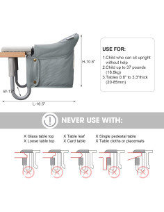 Silla Alta Plegable VEEYOO Clip On para Bebés - Gris 2