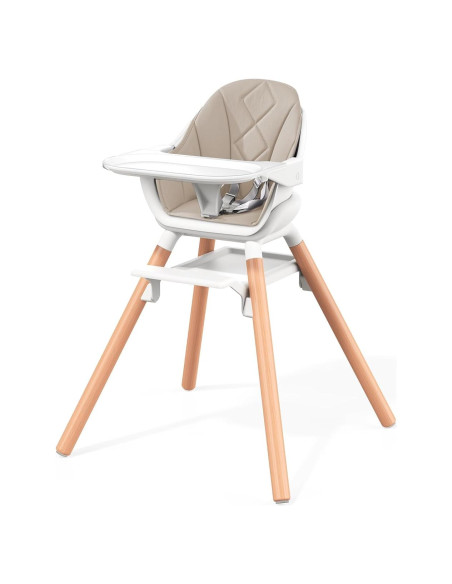 Silla Alta para Bebé 6 en 1 DDIOYIUR con Cojín PU Champagne