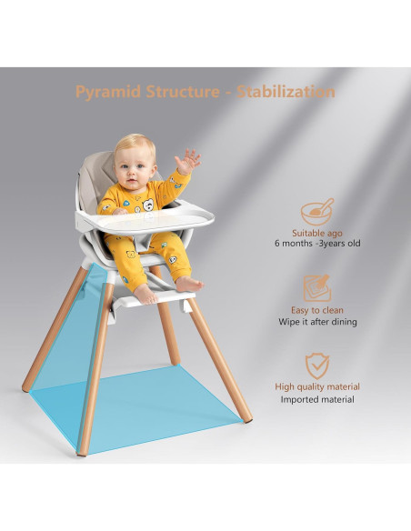 Silla Alta para Bebé 6 en 1 DDIOYIUR con Cojín PU Champagne