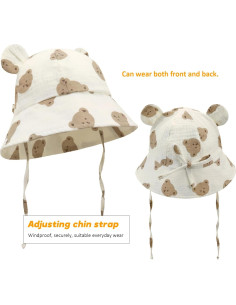 Sombrero de Sol para Bebés Niñas 0-24 Meses Algodón Transpirable 2