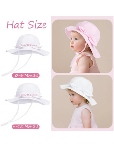 Paquete de 2 Sombreros de Sol Bebé UPF 50+ Algodón 0-6 Meses 2