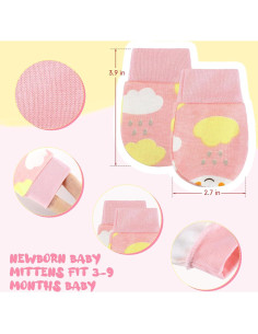 6 Pares Mitones Antirrasguños Bebés Geyoga Algodón 10x7 cm 2