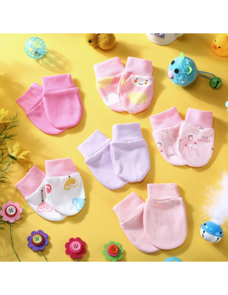 6 Pares Mitones Antirrasguños Bebés Geyoga Algodón 10x7 cm