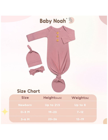 Vestido de Nudo Suave Baby Noah 0-3 Meses Azul Bebé