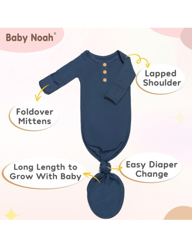 Vestido de Nudo Suave Baby Noah 0-3 Meses Azul Bebé