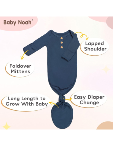 Vestido de Nudo Suave Baby Noah 0-3 Meses Azul Bebé