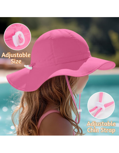 Sombrero de sol para bebé niña UPF 50+ ajustable rosa