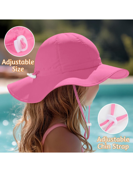 Sombrero de sol para bebé niña UPF 50+ ajustable rosa