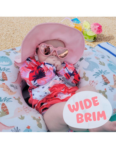 Sombrero de sol para bebé niña UPF 50+ ajustable rosa