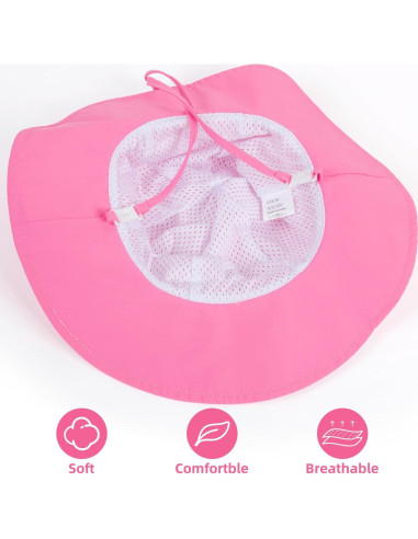 Sombrero de sol para bebé niña UPF 50+ ajustable rosa