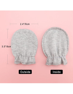 Manoplas para Bebés Recién Nacidos AQOKKA Algodón Orgánico 0-6 Meses 2