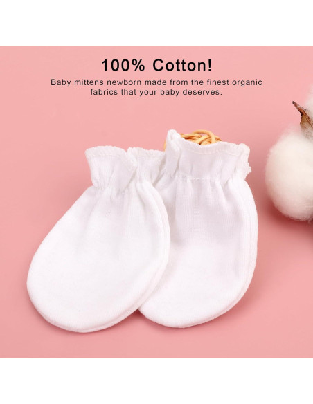 Manoplas para Bebés Recién Nacidos AQOKKA Algodón Orgánico 0-6 Meses