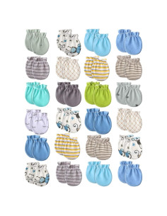 24 Pares Manoplas para Bebés Geyoga Algodón Unisex 0-6 Meses