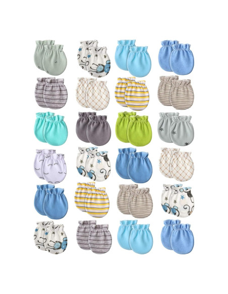 24 Pares Manoplas para Bebés Geyoga Algodón Unisex 0-6 Meses