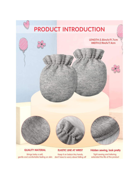 24 Pares Manoplas para Bebés Geyoga Algodón Unisex 0-6 Meses