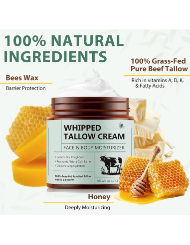 Crema Hidratante Facial y Corporal Loción de Grasa de Res con Miel 119 g