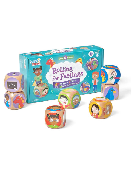 Juego de Dados Rolling for Feelings hand2mind - 7 Cubos de Madera