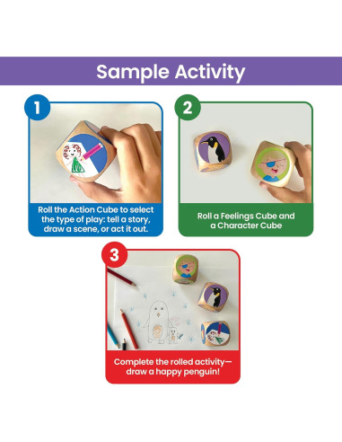 Juego de Dados Rolling for Feelings hand2mind - 7 Cubos de Madera