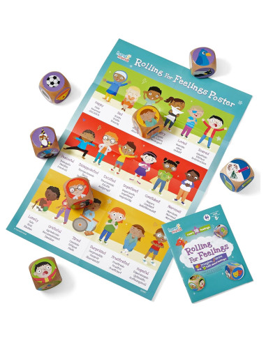 Juego de Dados Rolling for Feelings hand2mind - 7 Cubos de Madera