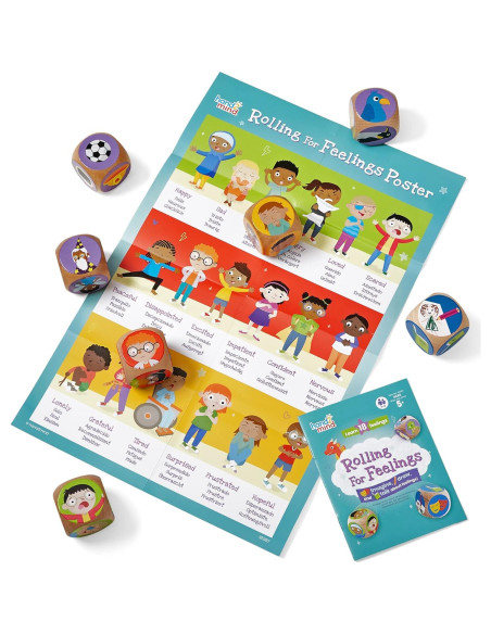 Juego de Dados Rolling for Feelings hand2mind - 7 Cubos de Madera