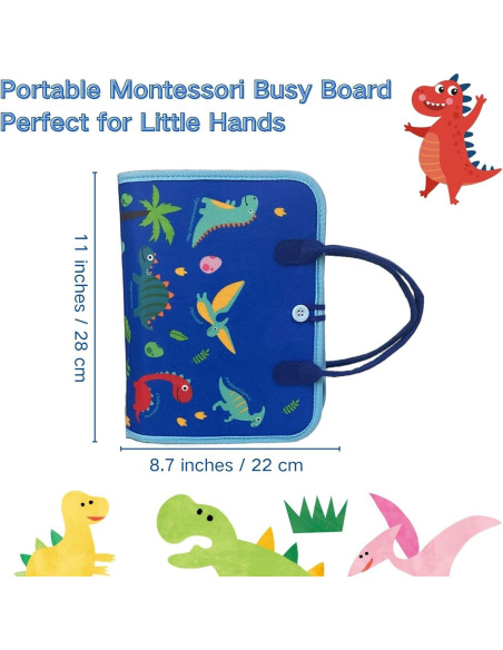 Tablero Ocupado Montessori Dinosaurio Azul 27.9x22.1cm