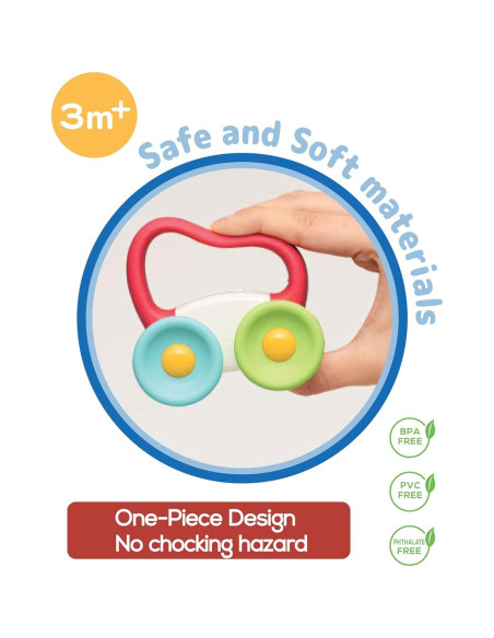 BaBeloved Mi Primer Auto Juguete de Dentición Suave 0-12 Meses