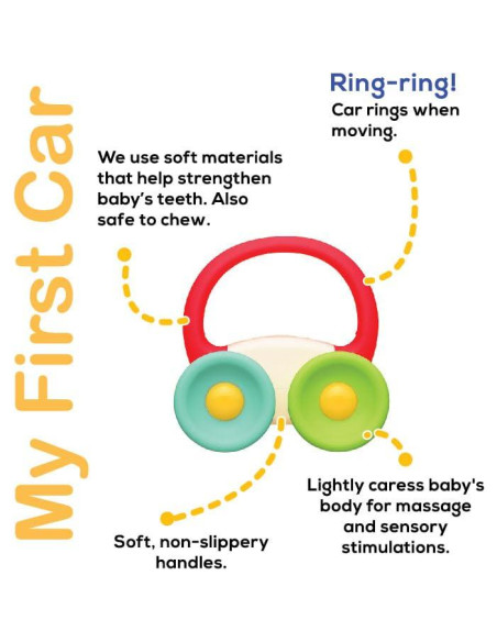 BaBeloved Mi Primer Auto Juguete de Dentición Suave 0-12 Meses