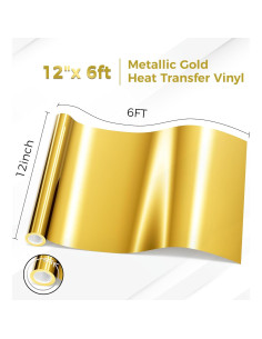Vinilo de Transferencia de Calor Dorado 31.5 x 183 cm para Cricut 2