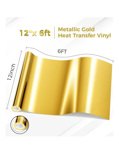 Vinilo de Transferencia de Calor Dorado 31.5 x 183 cm para Cricut