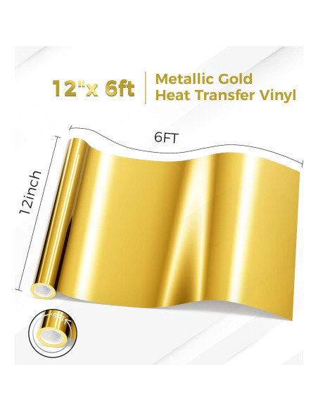 Vinilo de Transferencia de Calor Dorado 31.5 x 183 cm para Cricut