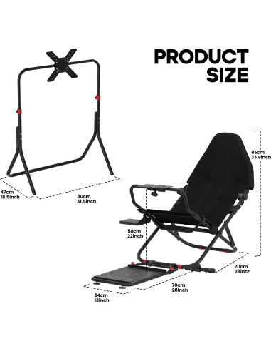 Cockpit de Simulador de Carreras DIWANGUS con Soporte Plegable para TV 24-49"