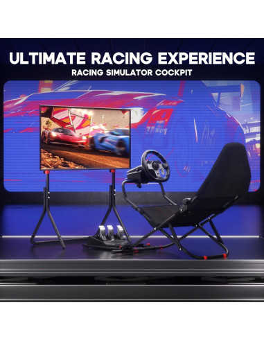Cockpit de Simulador de Carreras DIWANGUS con Soporte Plegable para TV 24-49"