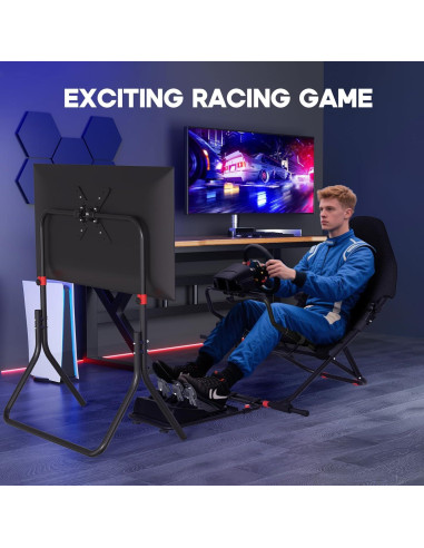 Cockpit de Simulador de Carreras DIWANGUS con Soporte Plegable para TV 24-49"