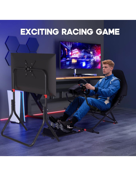 Cockpit de Simulador de Carreras DIWANGUS con Soporte Plegable para TV 24-49"