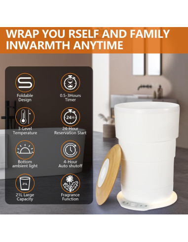 Calentador de Toallas Uoxfill 21L Plegable con Luz y Temporizador