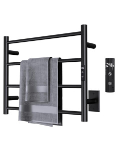 Soporte para Toallas Calentador Sharpeye 4 Barras Negro Mate