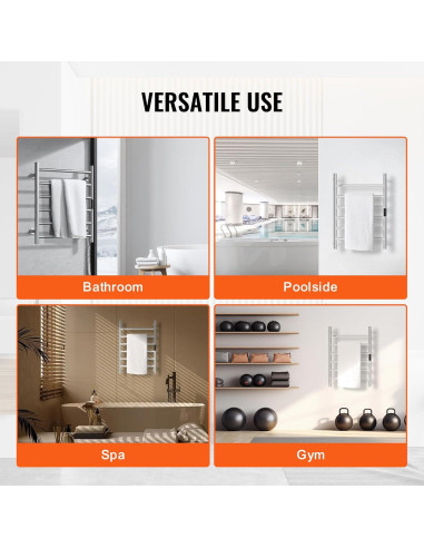 Soporte Calentador de Toallas VEVOR 6 Barras Acero Inoxidable