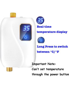 Calentador de Agua Eléctrico Instantáneo Genérico 3000W Blanco 2
