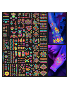 Tatuajes Temporales Brillantes SOOVSY 32 Hojas 21x15cm