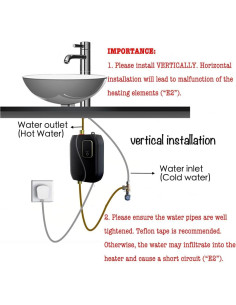 Calentador de Agua Eléctrico WQV 3000W Instantáneo Bajo Fregadero 2