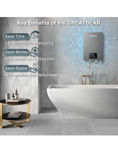 Calentador de Agua Eléctrico Sin Tanque GREATBEAR 14kW 240V 2